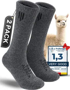 Alpaca Wool Boot Socks 2 pairs for Men and Women,Heavyweight Thick Thermal Socks Cold Weather Hunting Hiking,Moisture Wicking