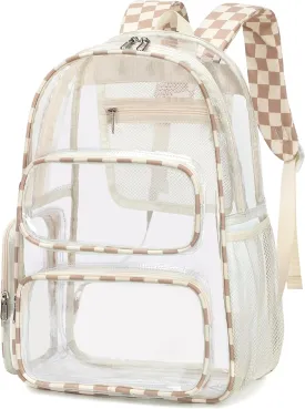 BTOOP Clear Backpack Heavy Duty Transparent Bag 17" See Through BookBag for Women Men Adults Work Festival Sports Travel
