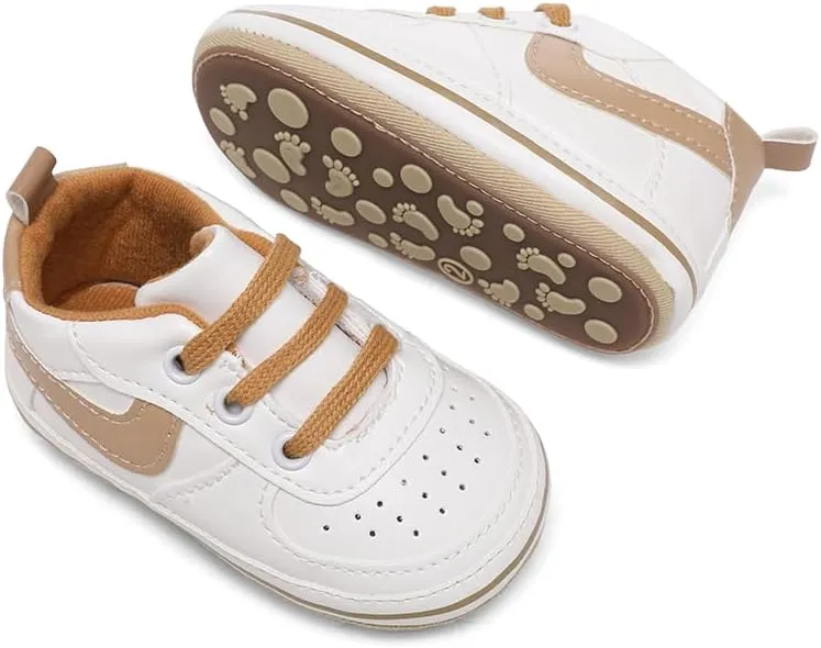 Clowora Unsex Baby Shoes Boys Girls Infant Sneakers Non-Slip Soft Rubber Sole Toddler Crib First Walker Lightweight Shoes