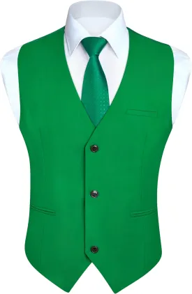 HISDERN Mens Suit Vest Business Casual Dress Waistcoat Vest Solid Color Formal Wedding Vests for Suits or Tuxedo