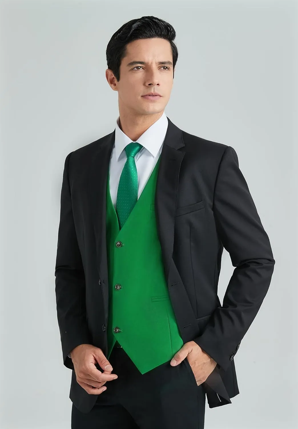 HISDERN Mens Suit Vest Business Casual Dress Waistcoat Vest Solid Color Formal Wedding Vests for Suits or Tuxedo