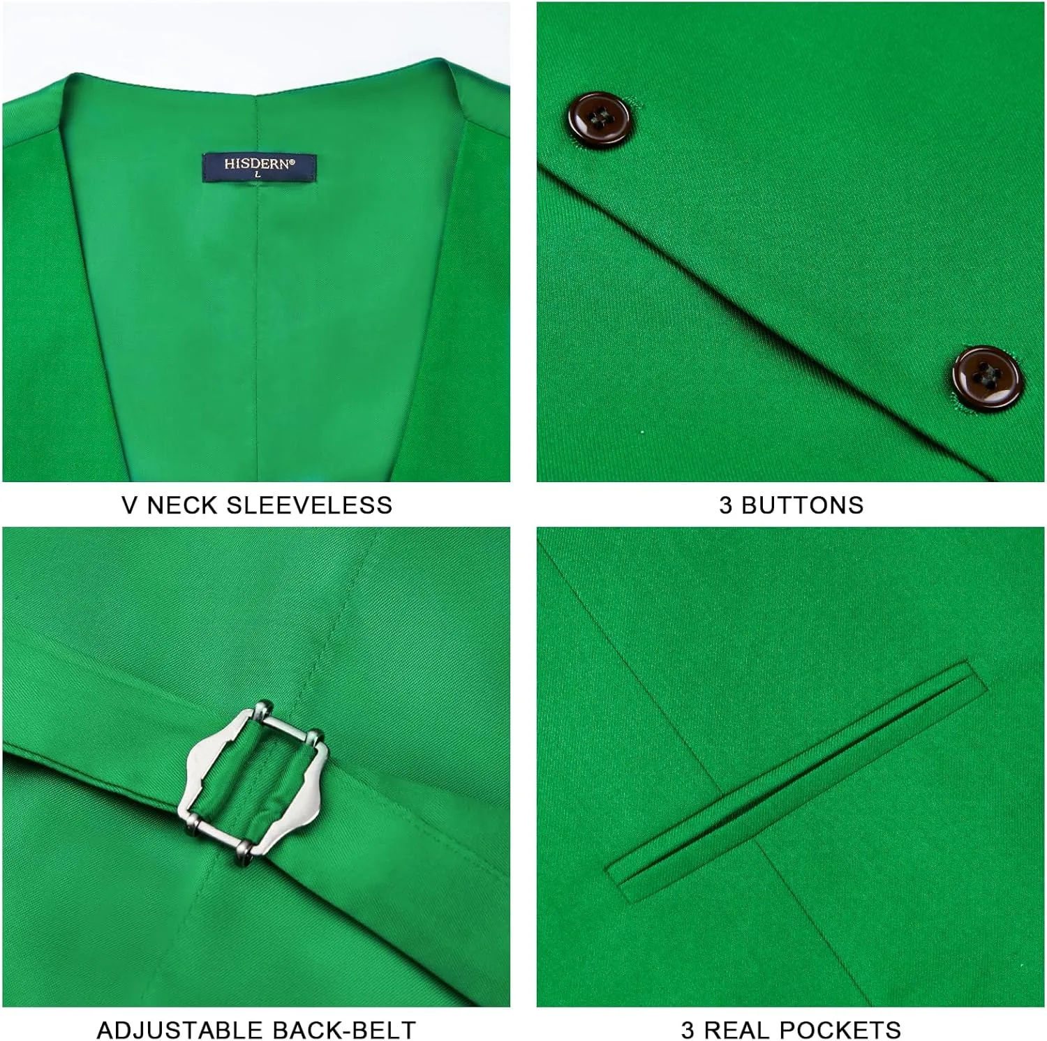 HISDERN Mens Suit Vest Business Casual Dress Waistcoat Vest Solid Color Formal Wedding Vests for Suits or Tuxedo