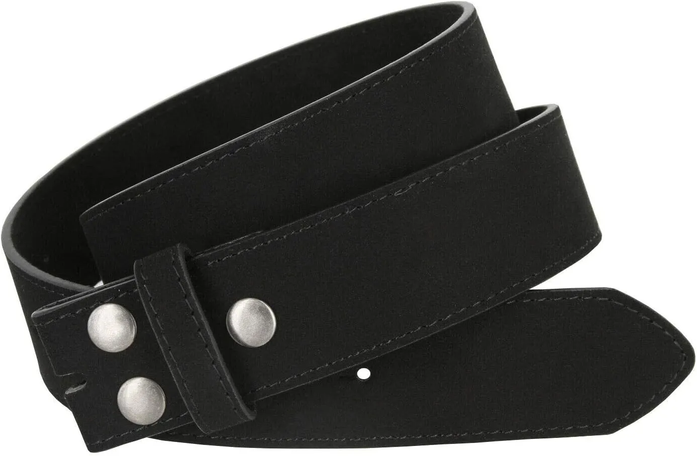 Men's Belt Rounded Edge Heel Bar Buckle Casual Jean Suede Leather Belt 1 1/2" Wide