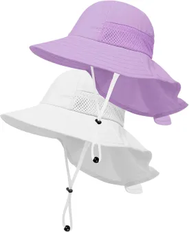 Toddler Baby Sun Hat Kids Summer UPF 50  for Boys Girls Adjustable Beach Hats with Bucket Wide Brim Age 1-7 Years
