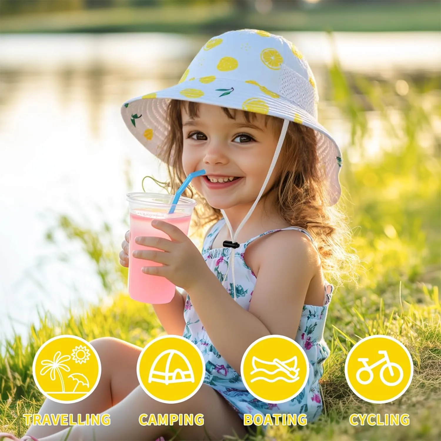 Toddler Baby Sun Hat Kids Summer UPF 50  for Boys Girls Adjustable Beach Hats with Bucket Wide Brim Age 1-7 Years
