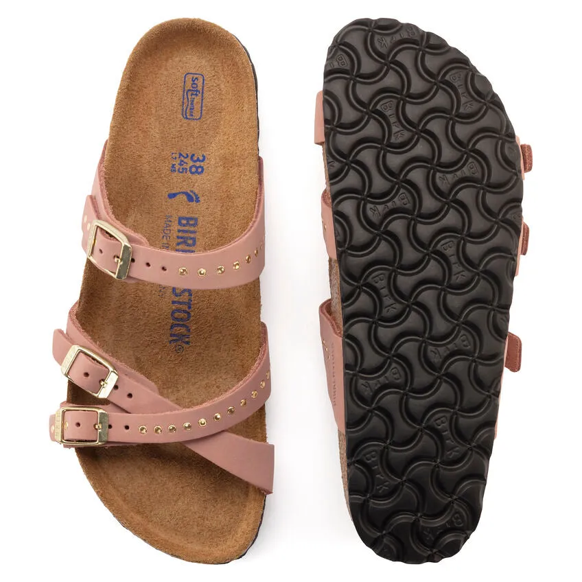 WOMEN'S BIRKENSTOCK FRANCA RIVETS SOFT FOOTBED SANDAL | OLD ROSE