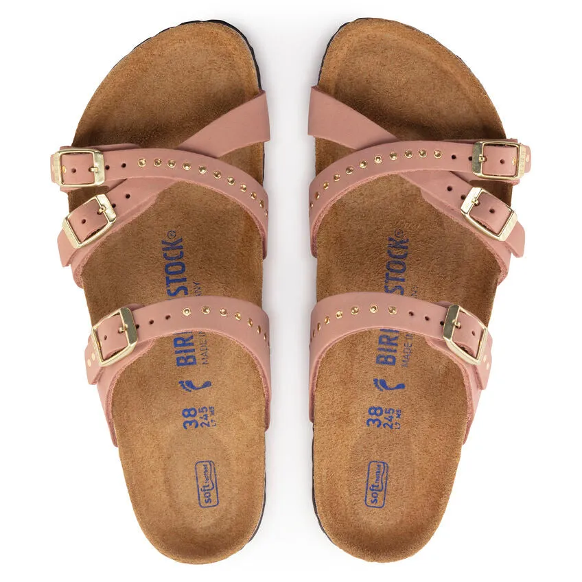WOMEN'S BIRKENSTOCK FRANCA RIVETS SOFT FOOTBED SANDAL | OLD ROSE