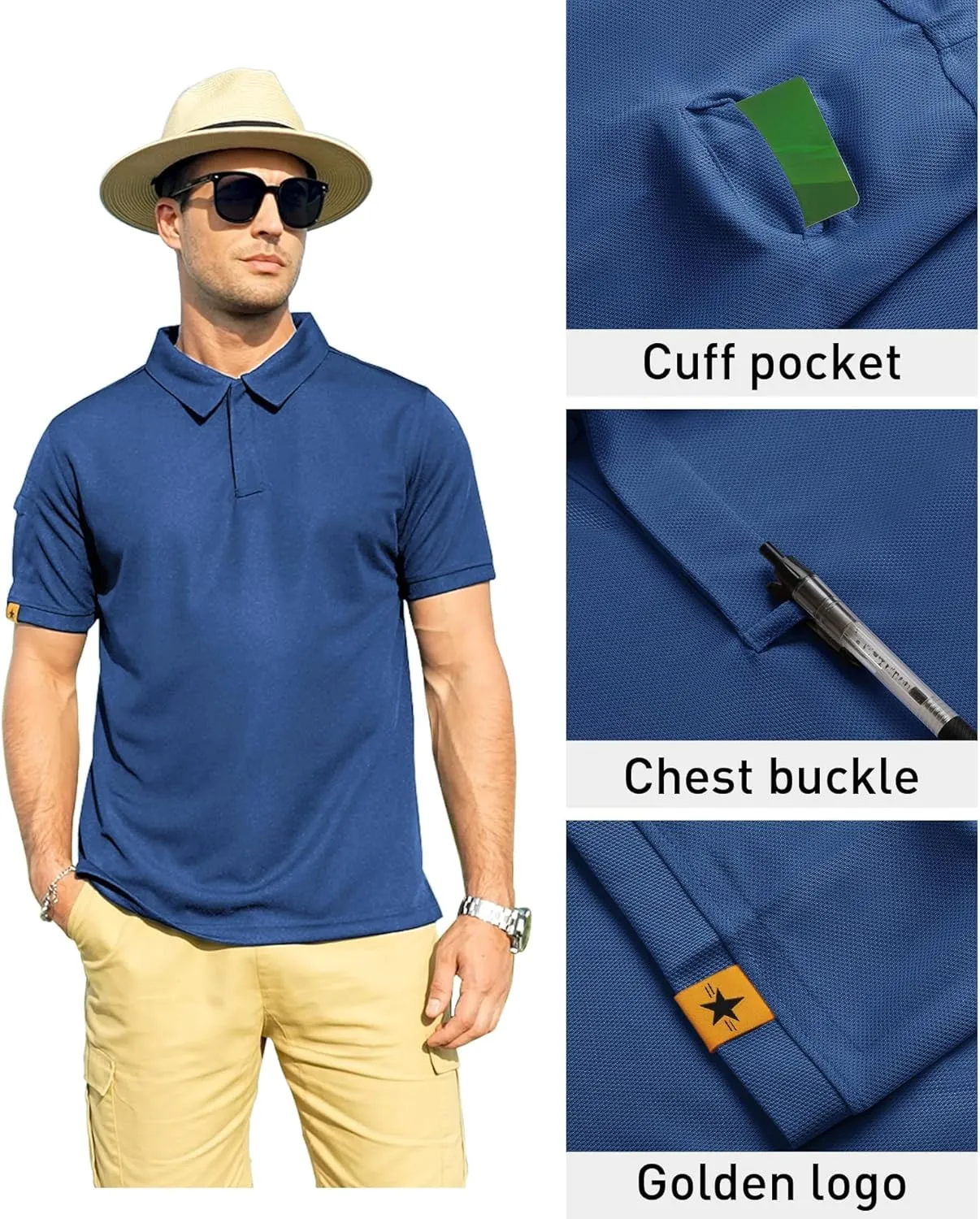ZITY Mens Polo Shirt Short Sleeve Sports Tactical T-Shirt Athletic Golf Polos Daily Casual Stylish Collared Shirts for Men